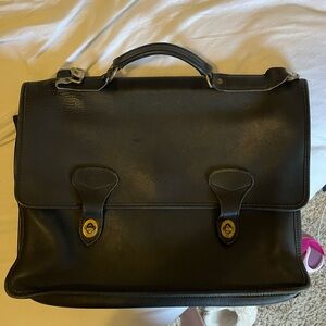 Jack George GUC Black Leather Messenger Briefcase Bag